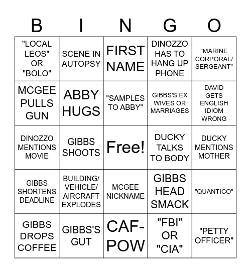 NCIS BINGO Card