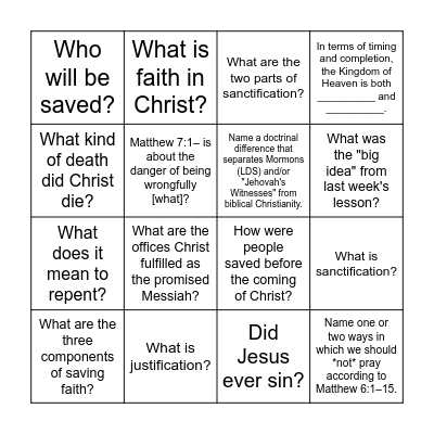 November 2nd, 2025 Bingo Card