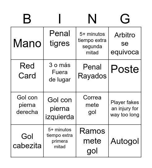 Bungee Bingo Card