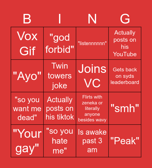 Raggy Bingo #2 Bingo Card