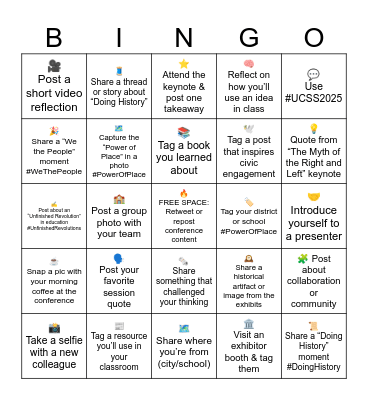 UCSS Conference 2025 Bingo Card