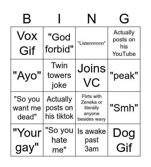 Raggy Bingo #2 Bingo Card