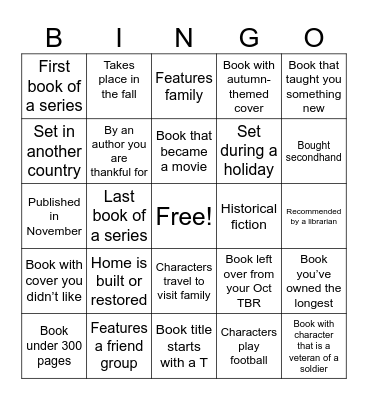 NOVEL NOVEMBER Bingo Card