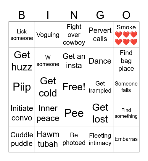 Goth night ❤️ Bingo Card