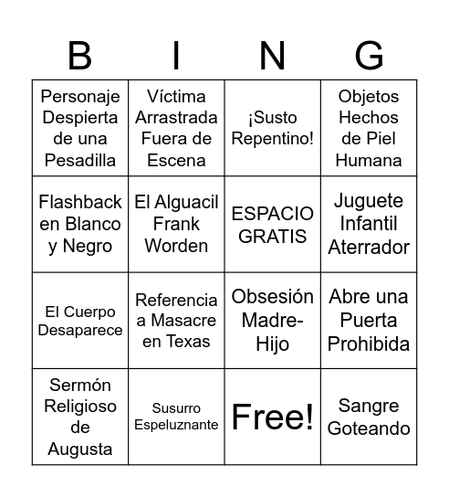 Loteria Ed Gein Bingo Card
