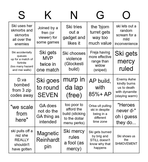 STADIUM SKINGO Bingo Card