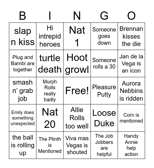 Viva Mas Vegas Bingo Card