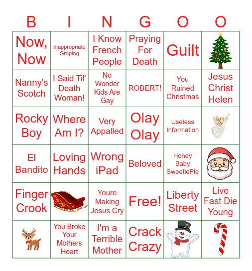 FAMILY PHRASES BINGO Card