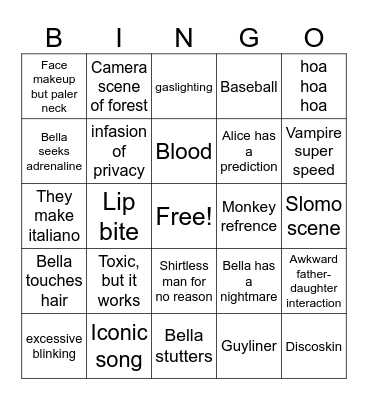 twilight Bingo Card
