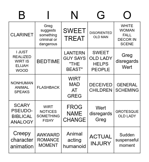 Over the Garden Wall Bingo Card