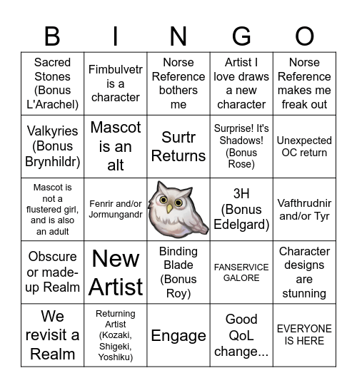 FEH Book 10 Bingo Card