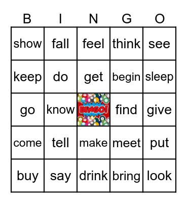 Irregular Verbs Bingo Card