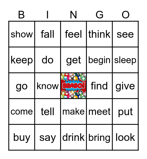Irregular Verbs Bingo Card