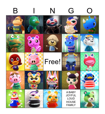 Animal Crossing Bingo Card