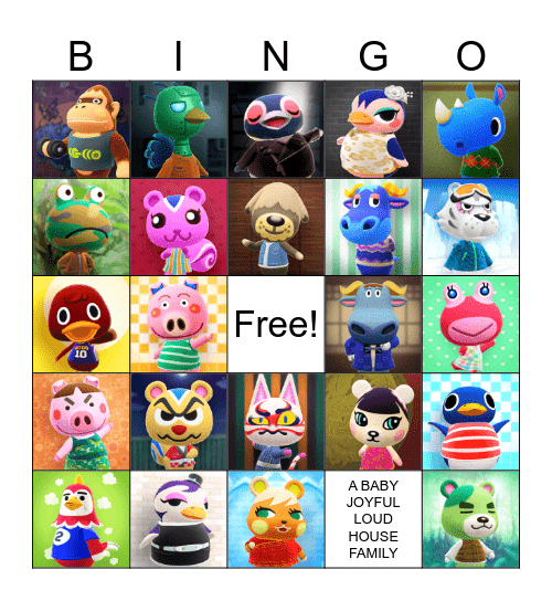 Animal Crossing Bingo Card