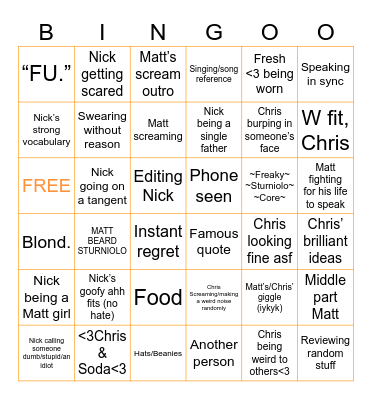 STURNIOLO BINGOOOO Bingo Card