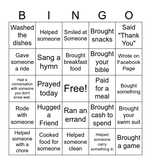 Cy-Fair Ladies Weekend Bingo Card