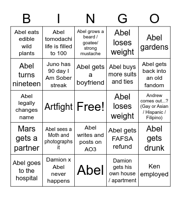 Abel 2026 Bingo Card