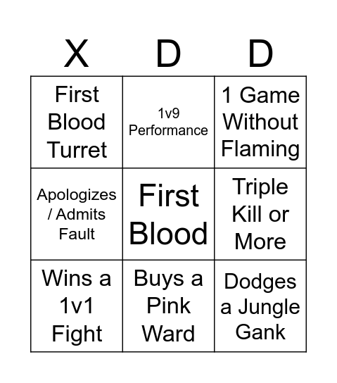 Wholesome Josh Bingo Card