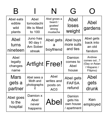 Abel 2026 Bingo Card