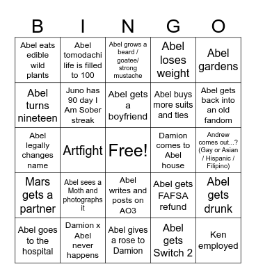 Abel 2026 Bingo Card