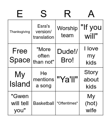 Esra Card Bingo Card
