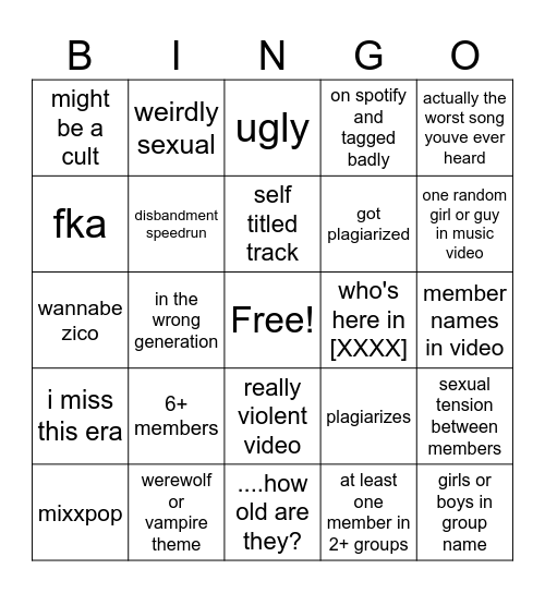 Nugu Bingo Card