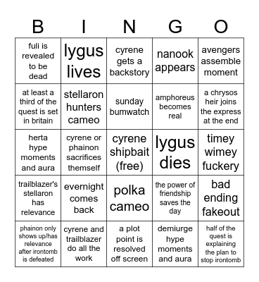 amphoreus finale bingo Card
