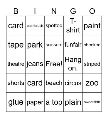 Unit 12 Bingo Card