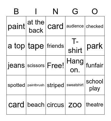 Unit 12 Bingo Card