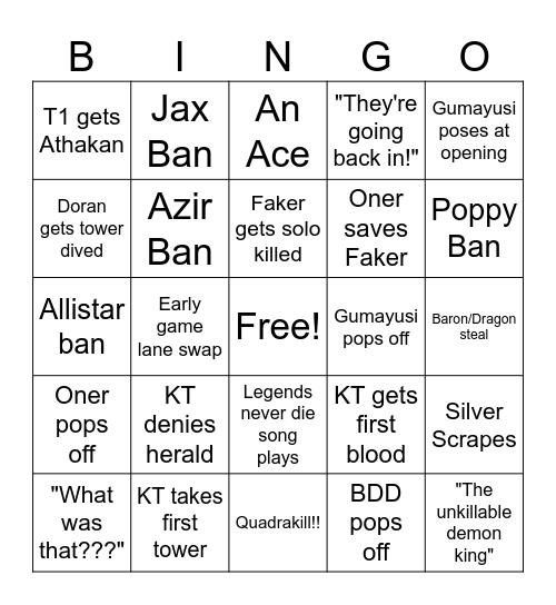 Worlds 2025 Bingo Card