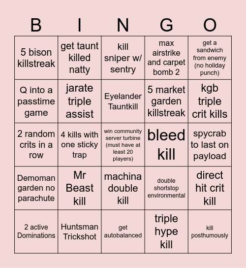 tf2 bingo Card