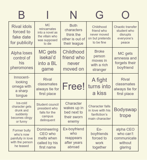 Lily On The Valley Bingo Card