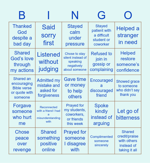 Prayer Meeting | Nov 2, 2025 Bingo Card