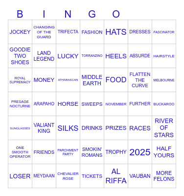 2025 MELBOURNE CUP Bingo Card