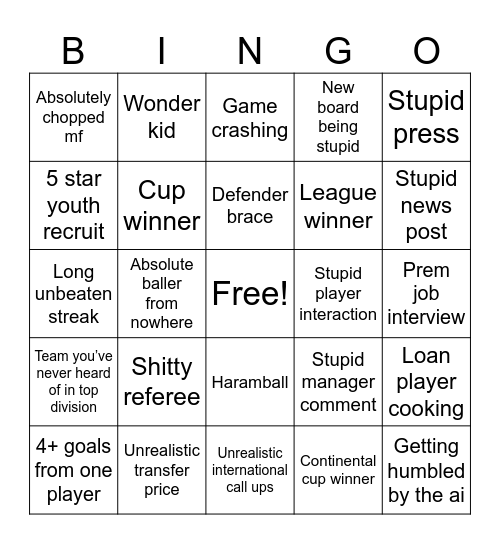 FM Bingo Card