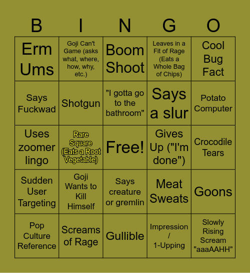 GOJI BINGO Card