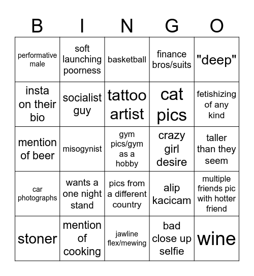 dating app men Bingo Card
