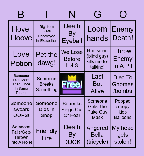 SQUEAKS REPO Bingo Card
