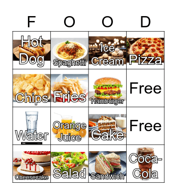 Food and Drinks Bingo Card