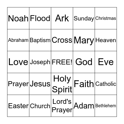 Religious Education Review Bingo Card