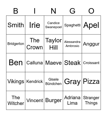 GRAYSONA Bingo Card
