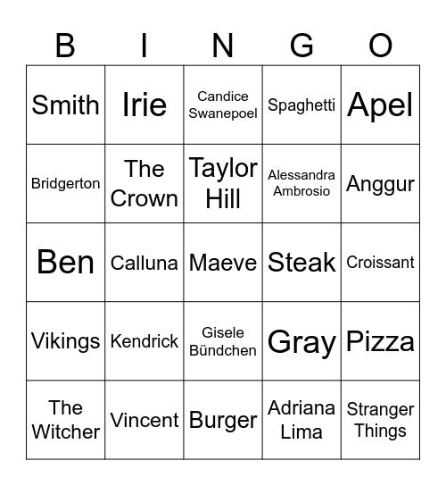 GRAYSONA Bingo Card