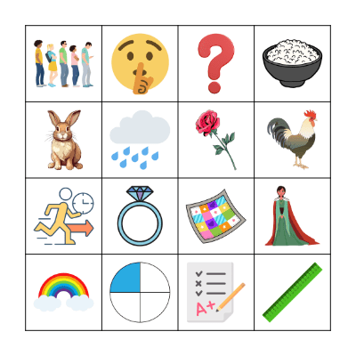 Letters Q and R Bingo Card