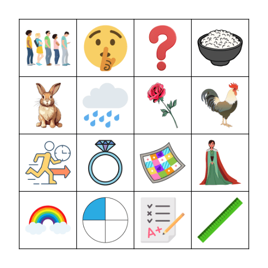 Letters Q and R Bingo Card