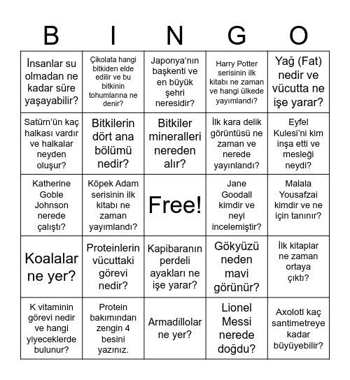 World Book Online Bingo Card