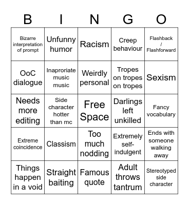 movie tropes Bingo Card