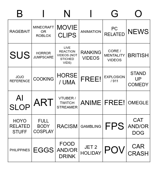 BINIGO Bingo Card