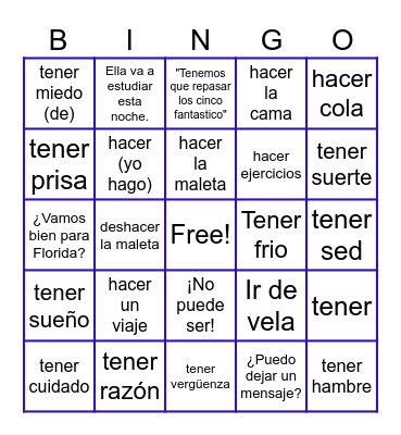 Los Cinco Fantastico Bingo Card