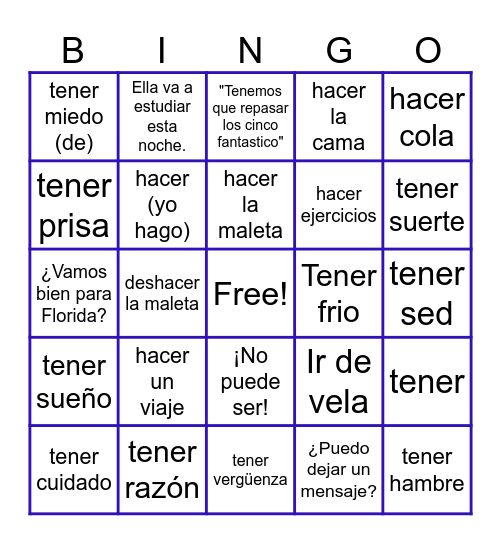 Los Cinco Fantastico Bingo Card